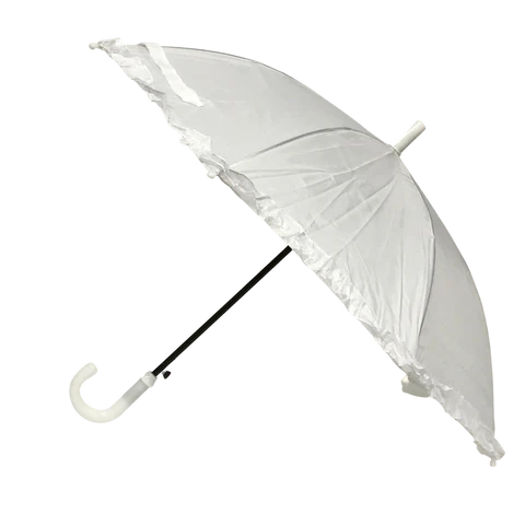 17.75" White Umbrella with Ruffles
