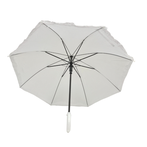 18" White Umbrella with Ruffles
