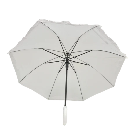 17.75" White Umbrella with Ruffles