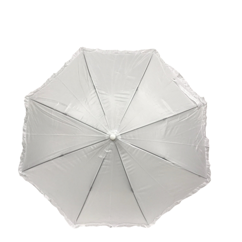 18" White Umbrella with Ruffles