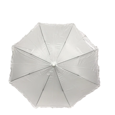 17.75" White Umbrella with Ruffles
