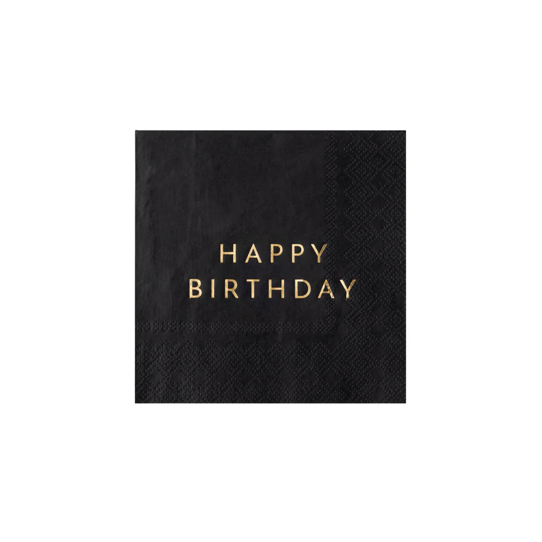 Black Happy Birthday Cocktail Napkins
