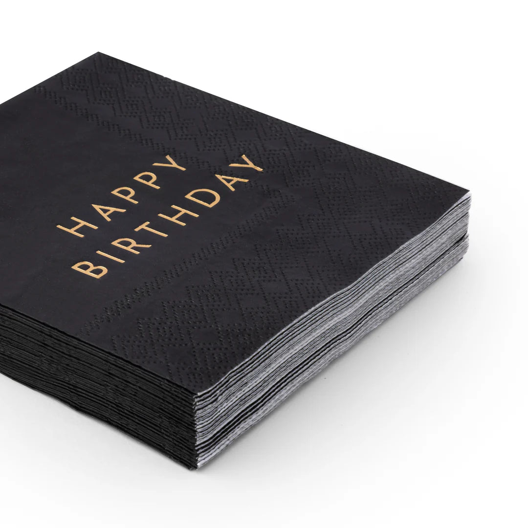Black Happy Birthday Cocktail Napkins