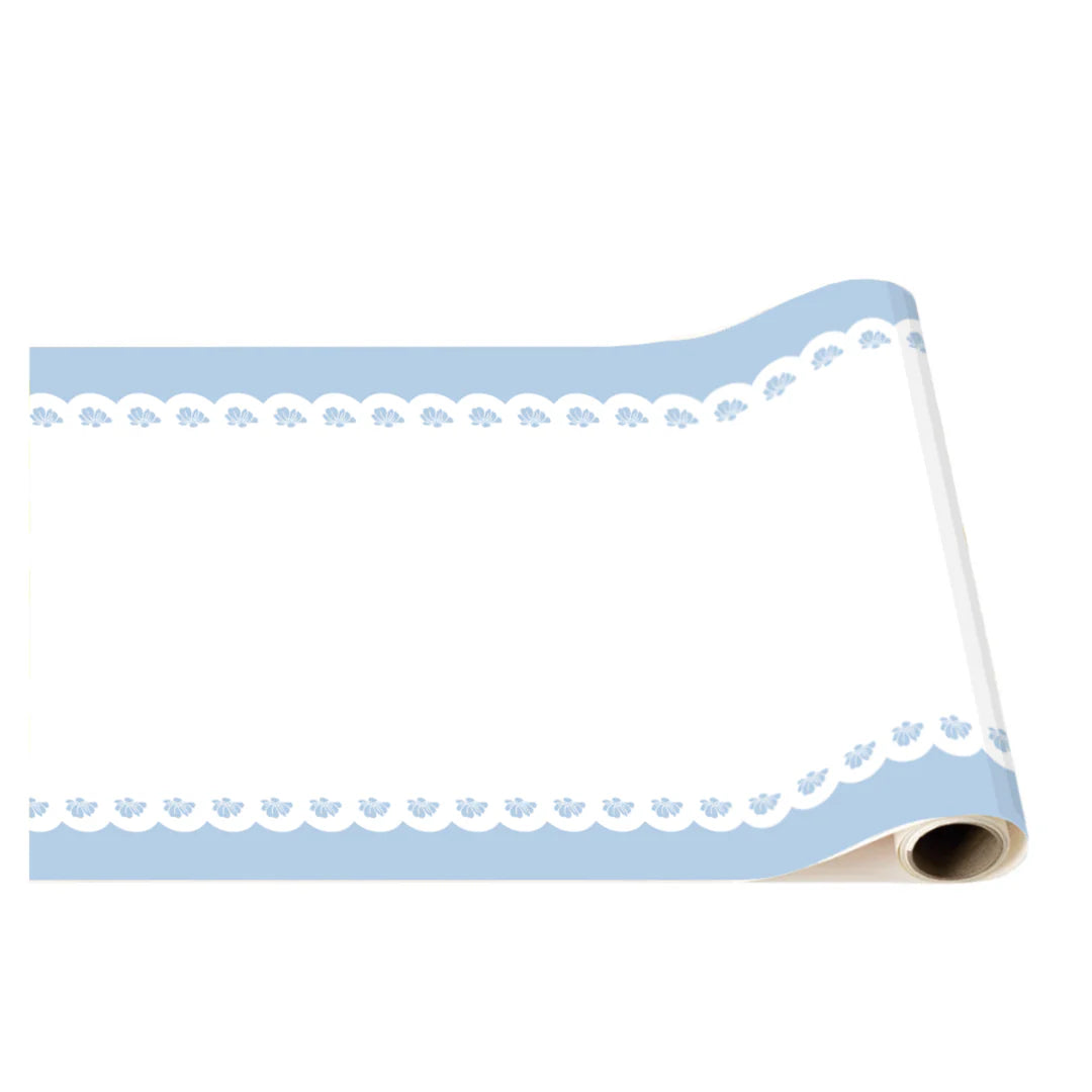 Belle Blue Lacy Floral Table Runner