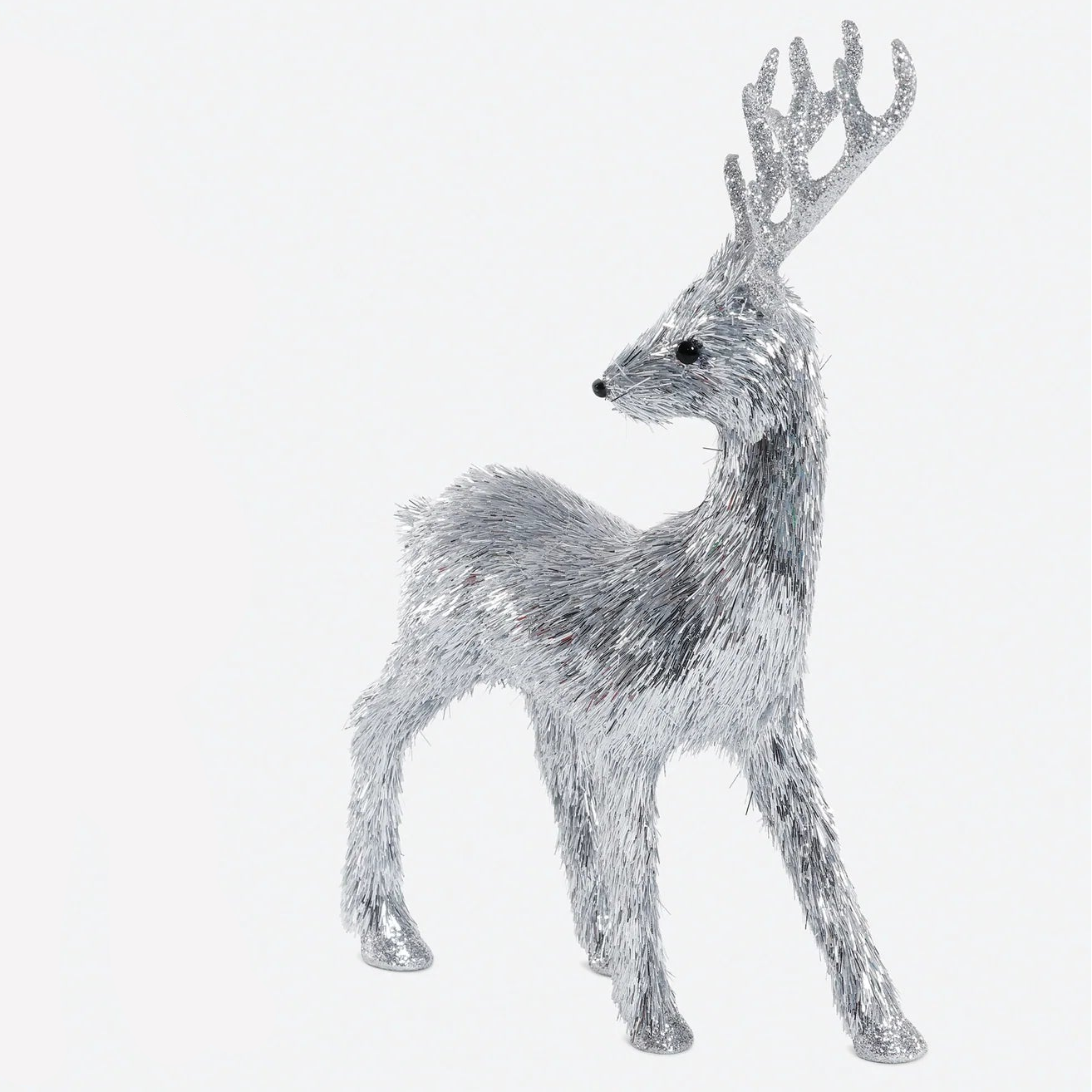 Silver Tinsel Standing Deer