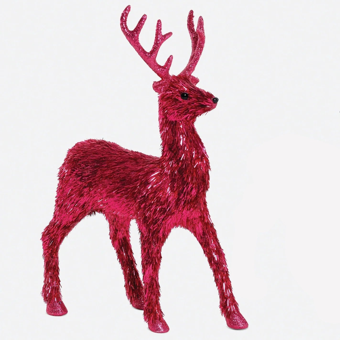 Hot Pink Tinsel Standing Deer