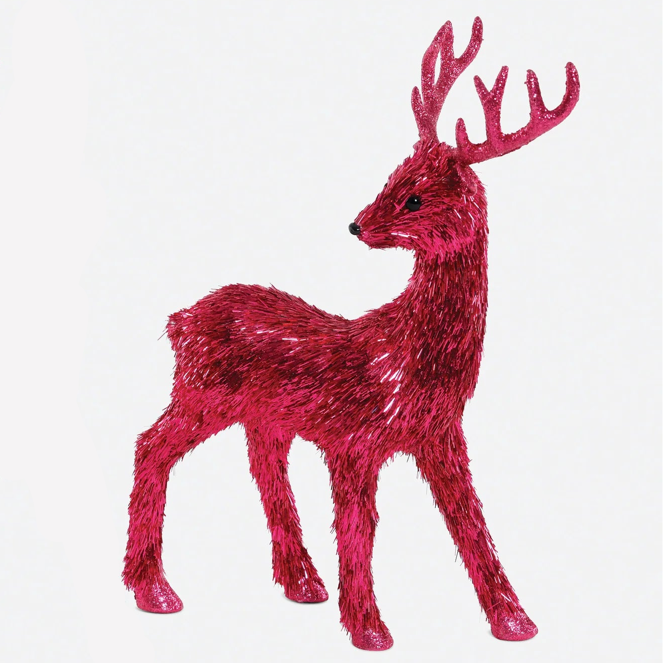 Hot Pink Tinsel Standing Deer