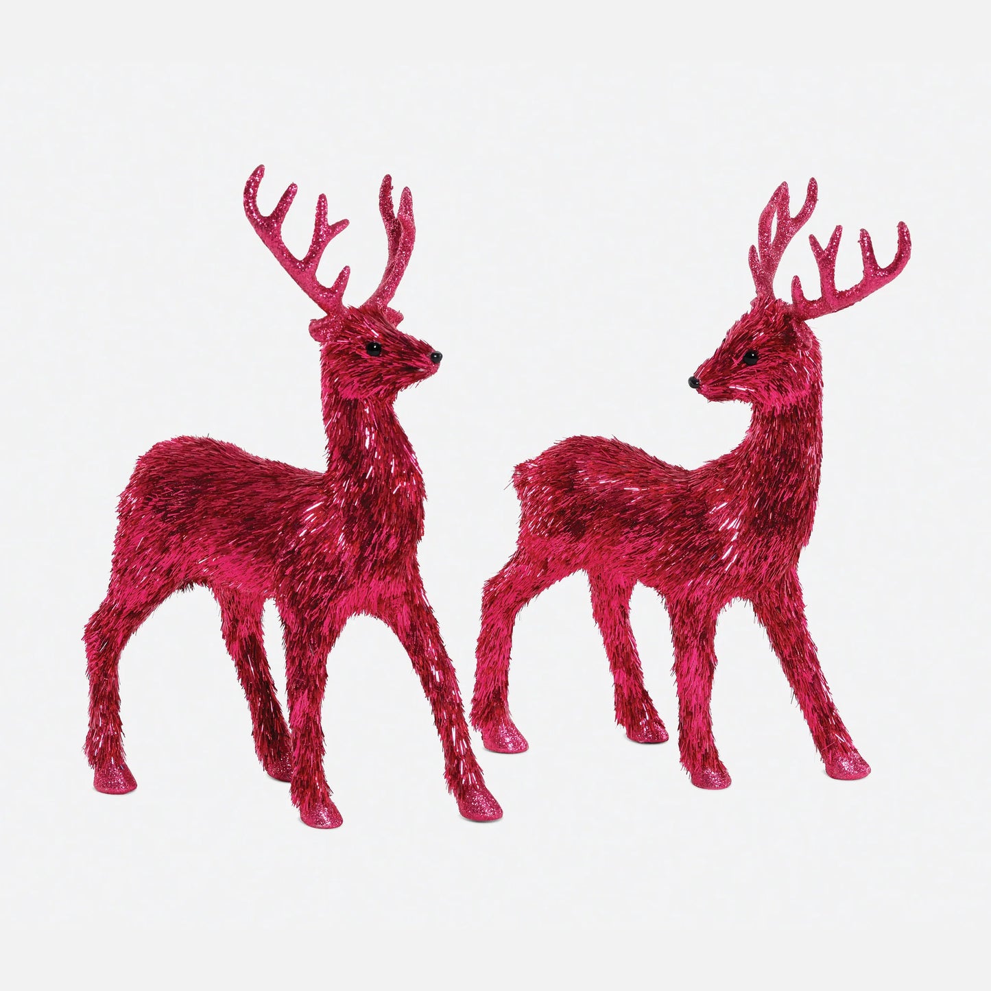 Hot Pink Tinsel Standing Deer