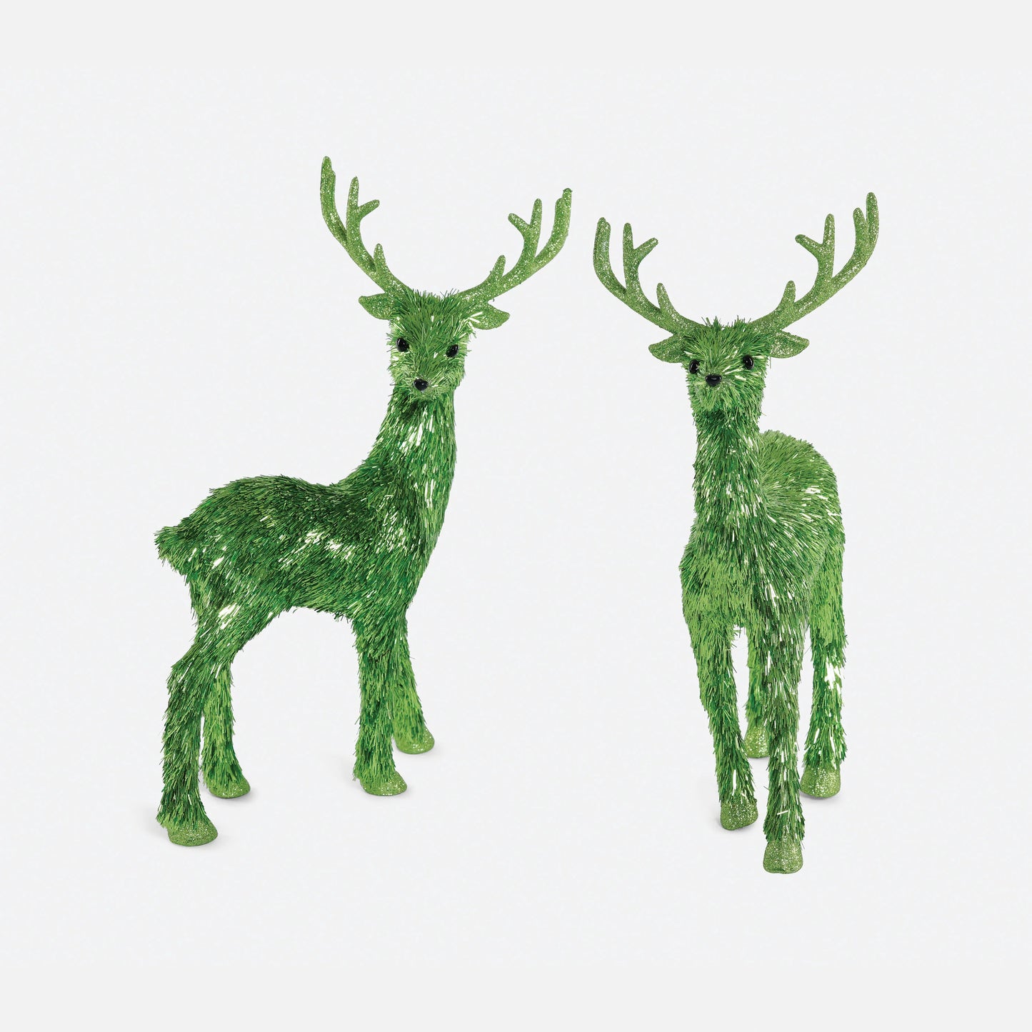 Green Tinsel Standing Deer