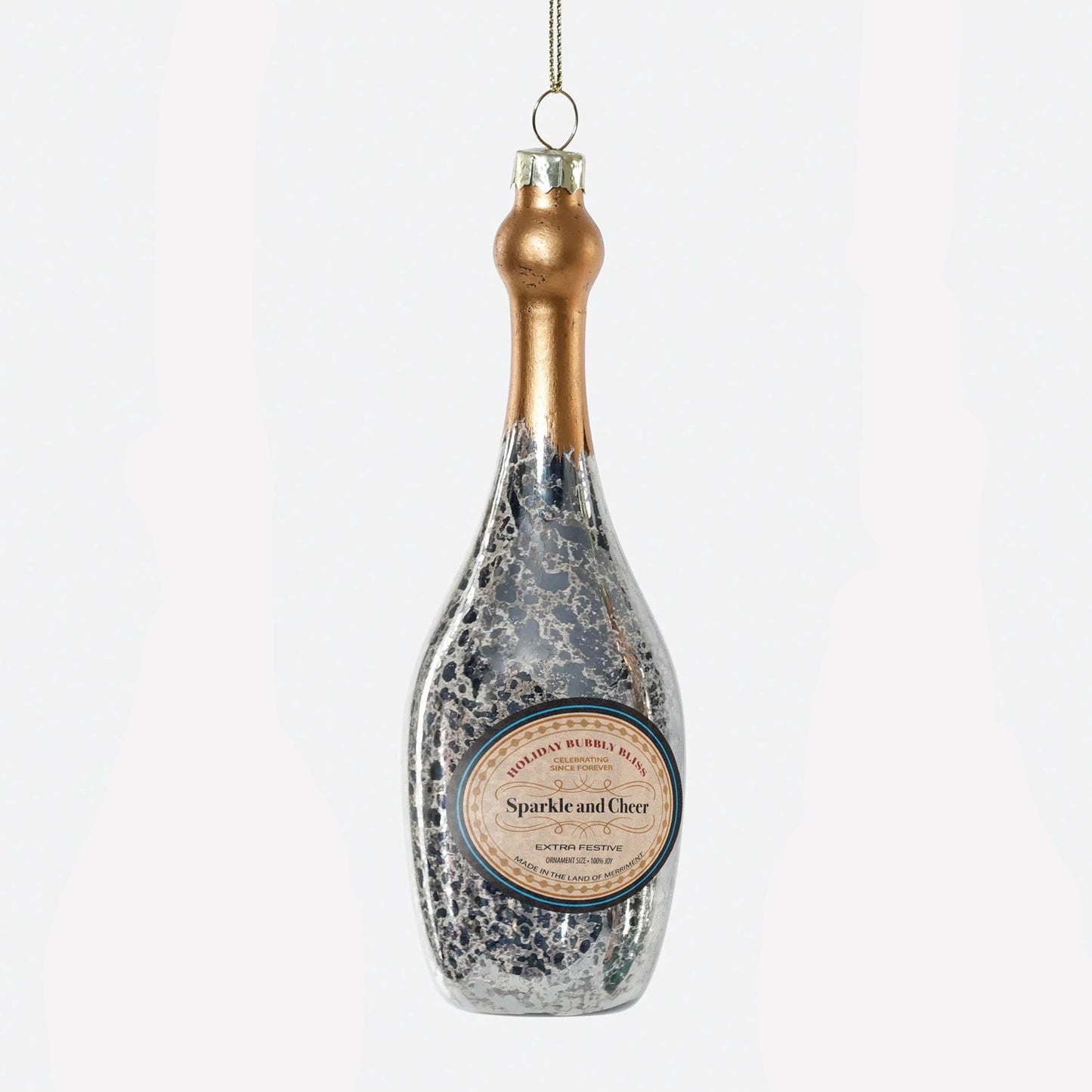 Glass Champagne Bottle Ornament