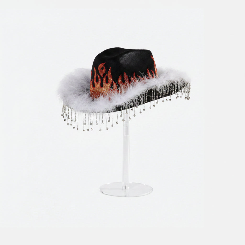 Flaming Felt Cowboy Hats