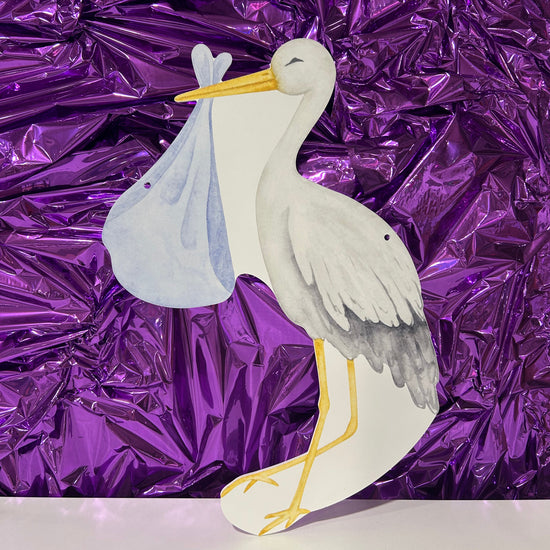 Baby Boy Stork Door Hanger