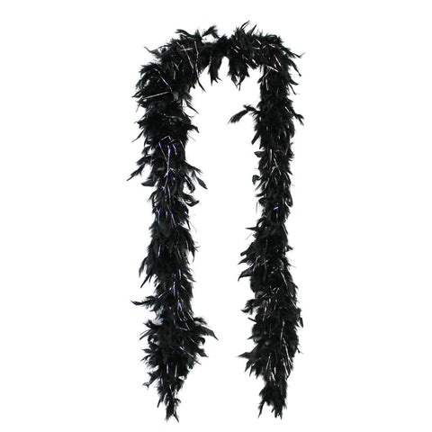 6' Black Boa with Silver Tinsel