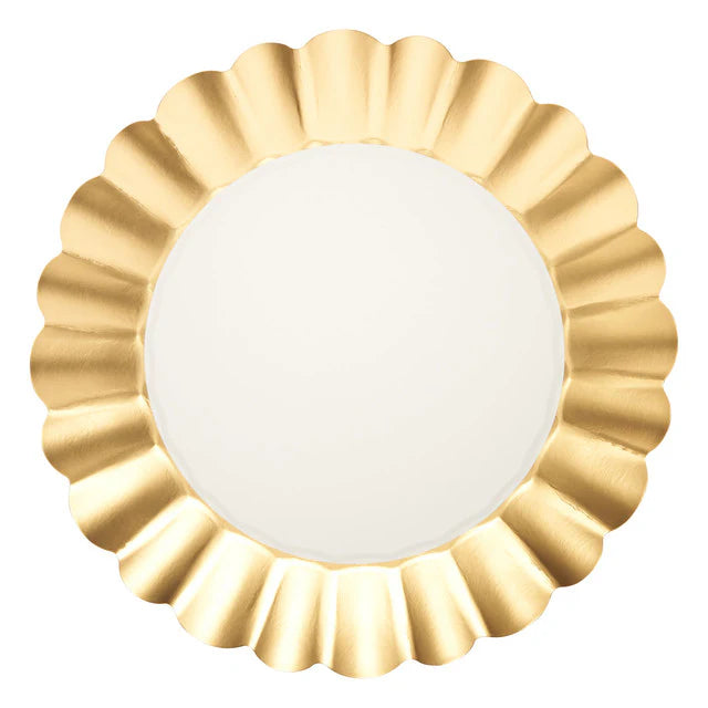 Gold & White Scalloped Dinner Plates