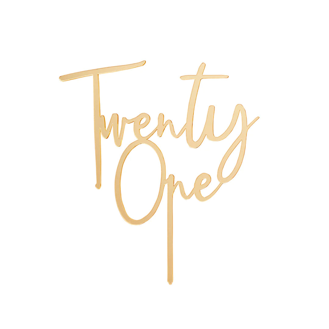 Gold 'Twenty One' Acrylic Cake Topper