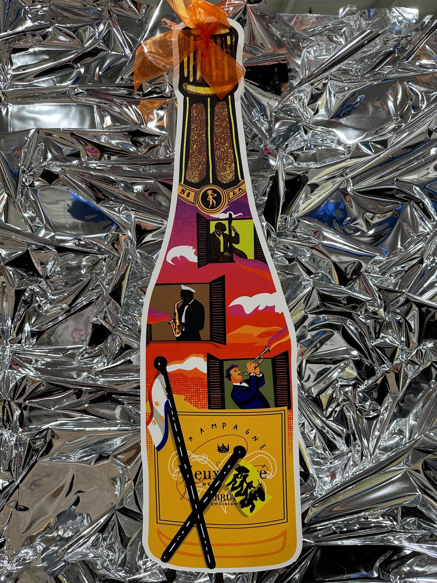 Vieux Carre Jazz Fest Champagne Bottle Door Hanger