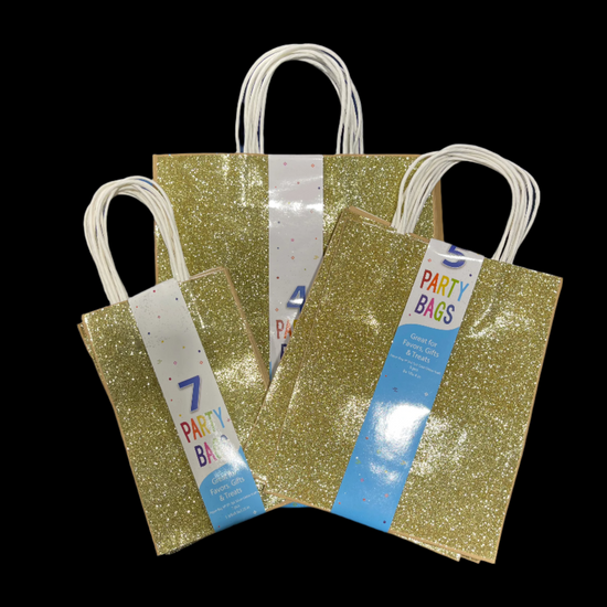 Gold Glitter Kraft Bag Pack