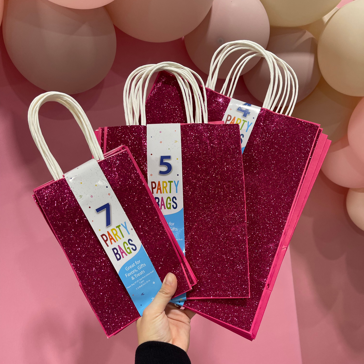 Pink Glitter Kraft Bag Pack