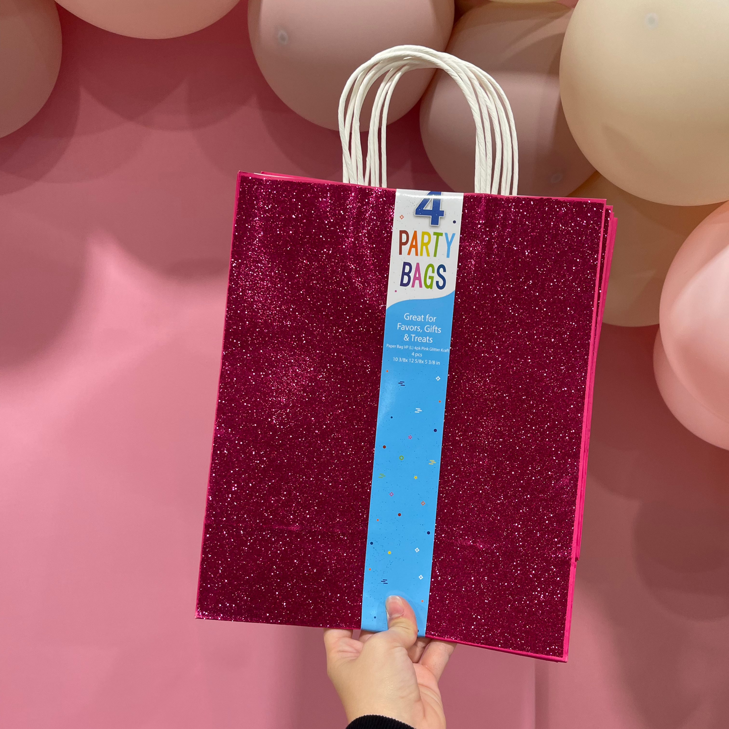 Pink Glitter Kraft Bag Pack