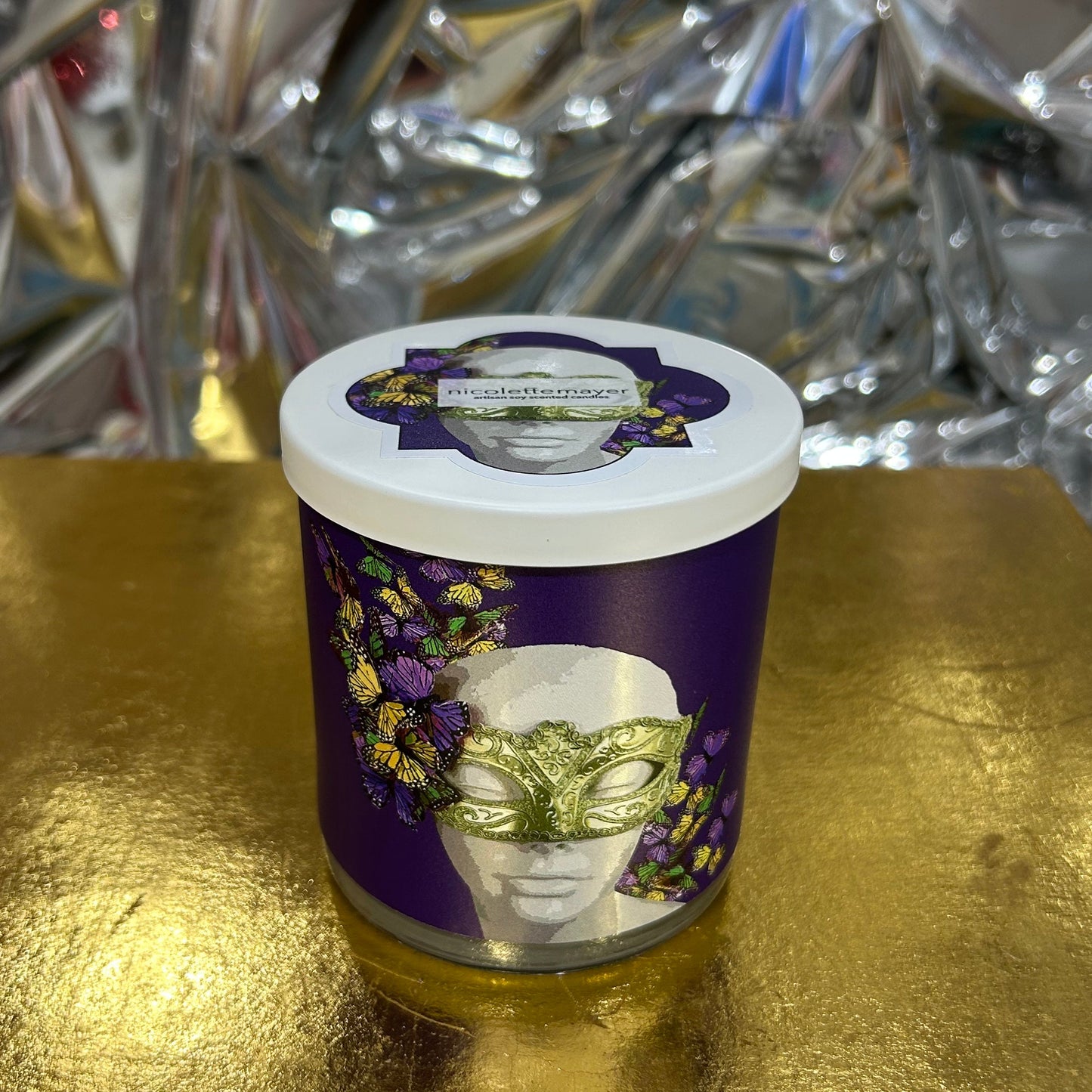 Mardi Gras Butterfly Soy Candle