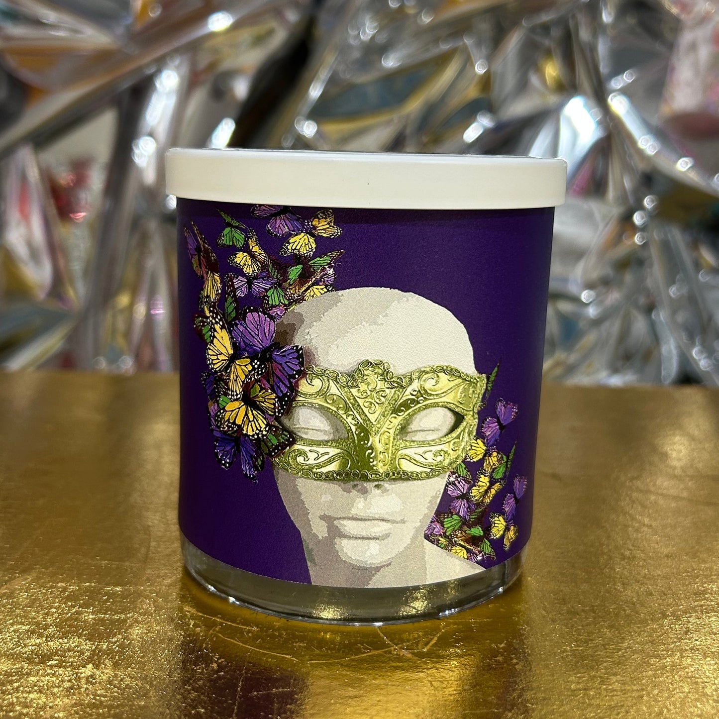 Mardi Gras Butterfly Soy Candle
