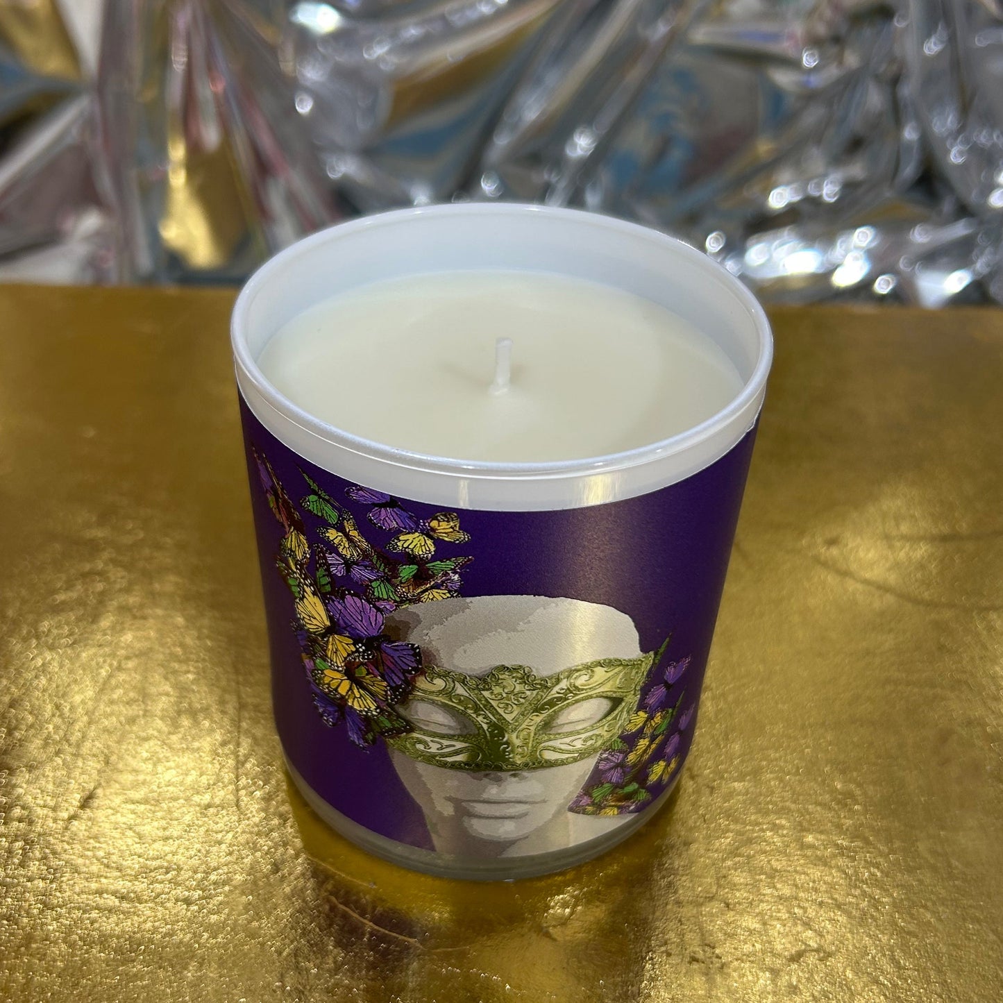 Mardi Gras Butterfly Soy Candle