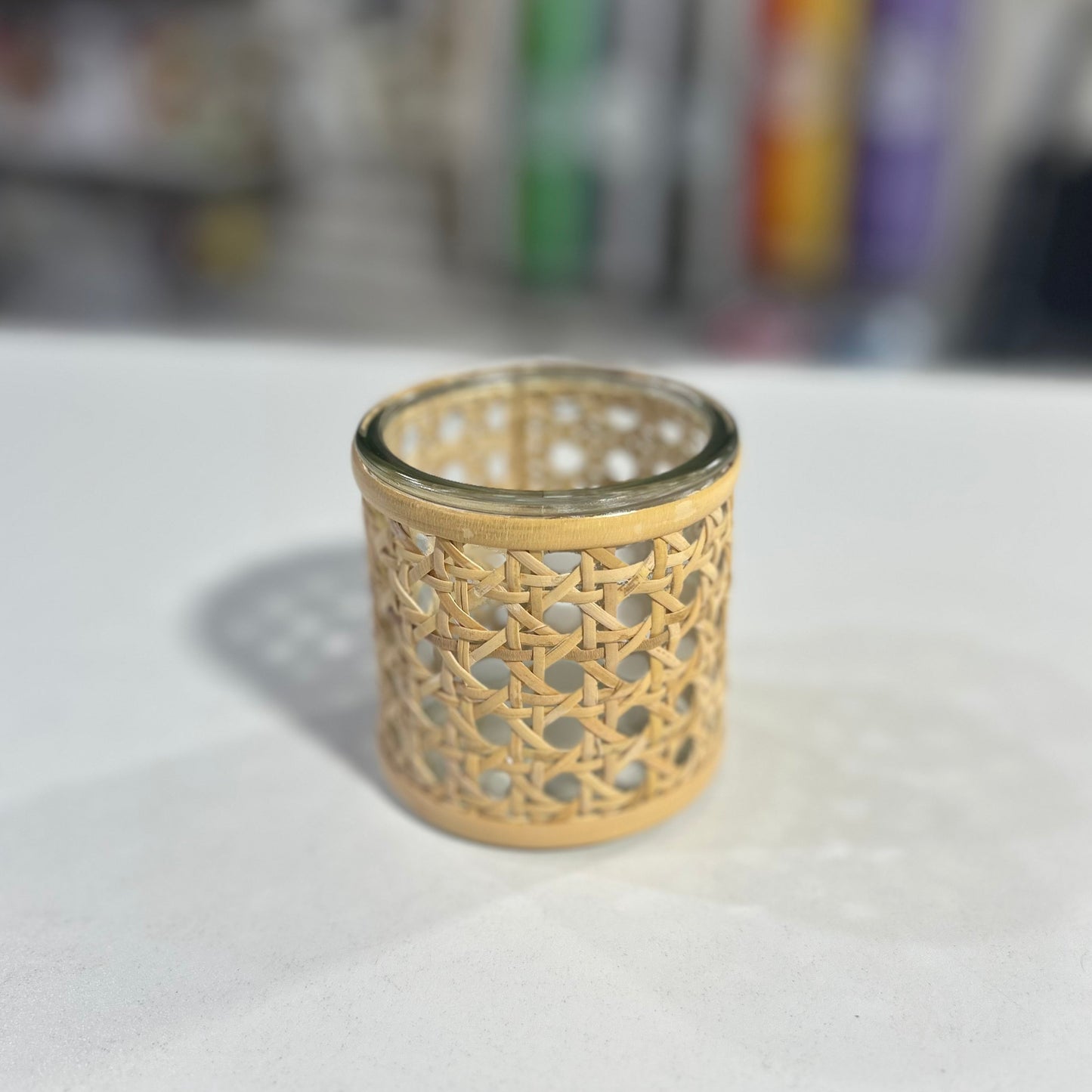 Cane Webbing Candleholder