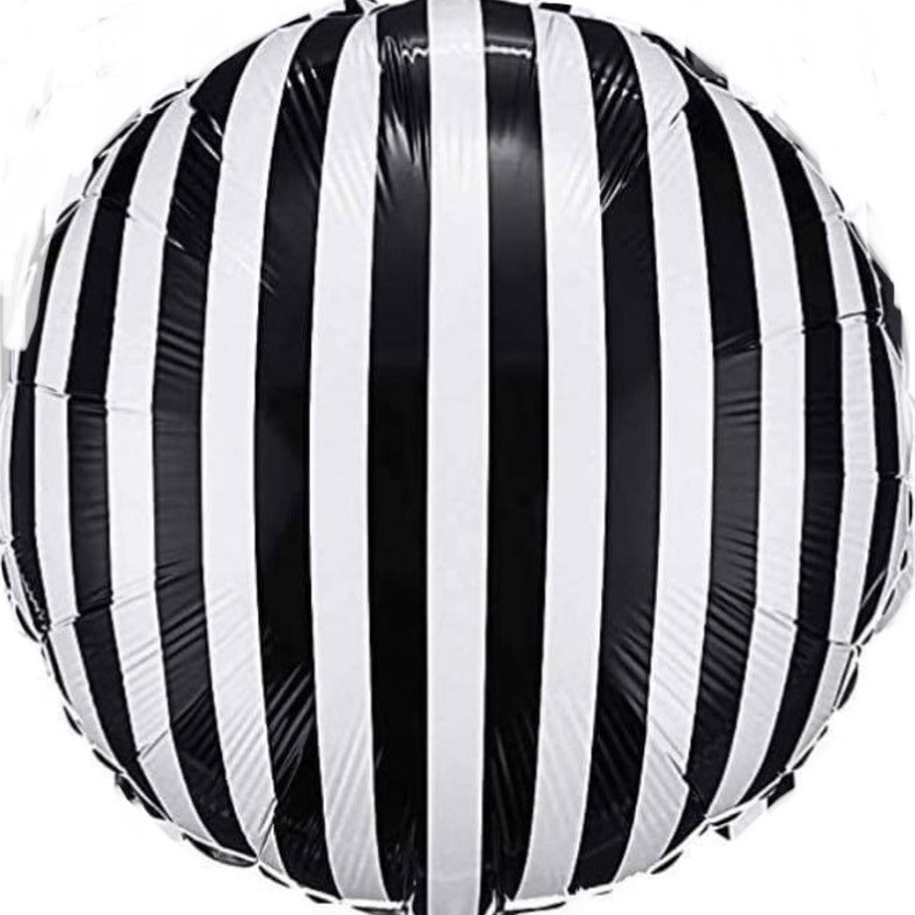 18" Black and White Stripe Mylar Balloon