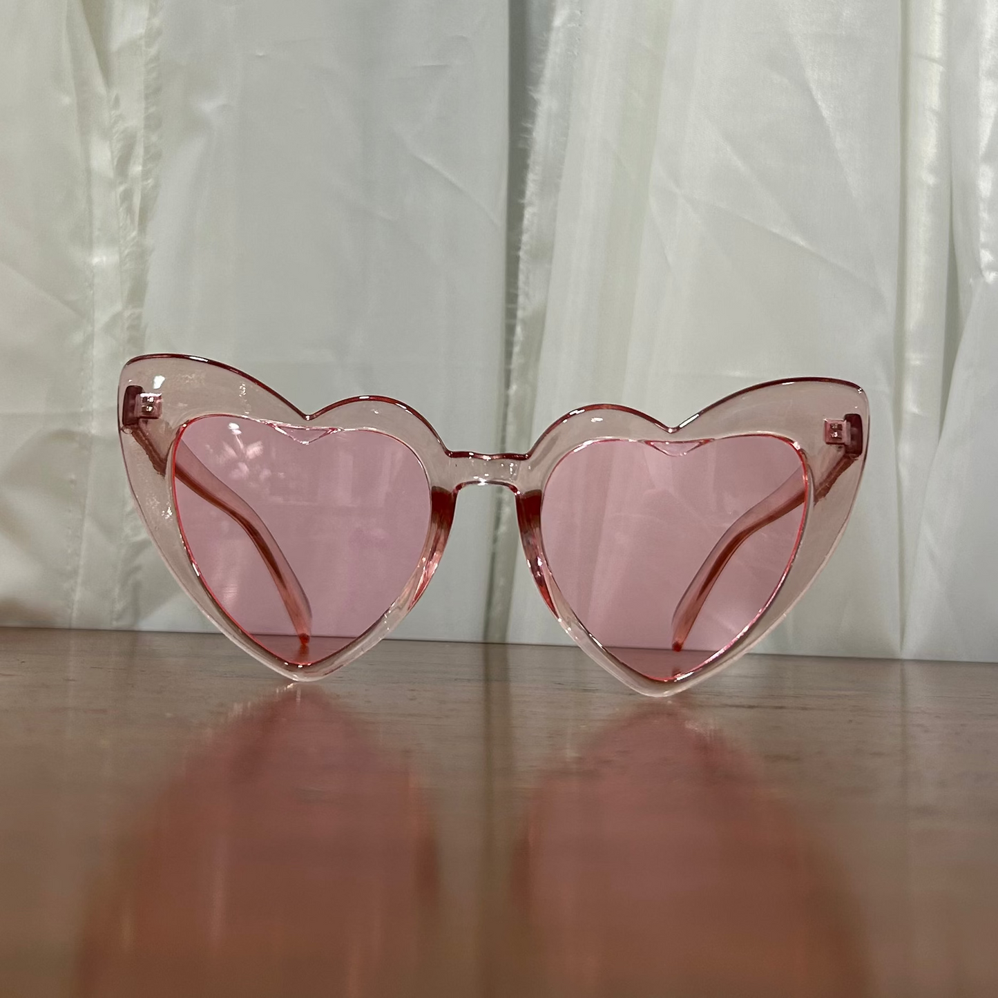 Pink Frame Cat Eye Heart Glasses