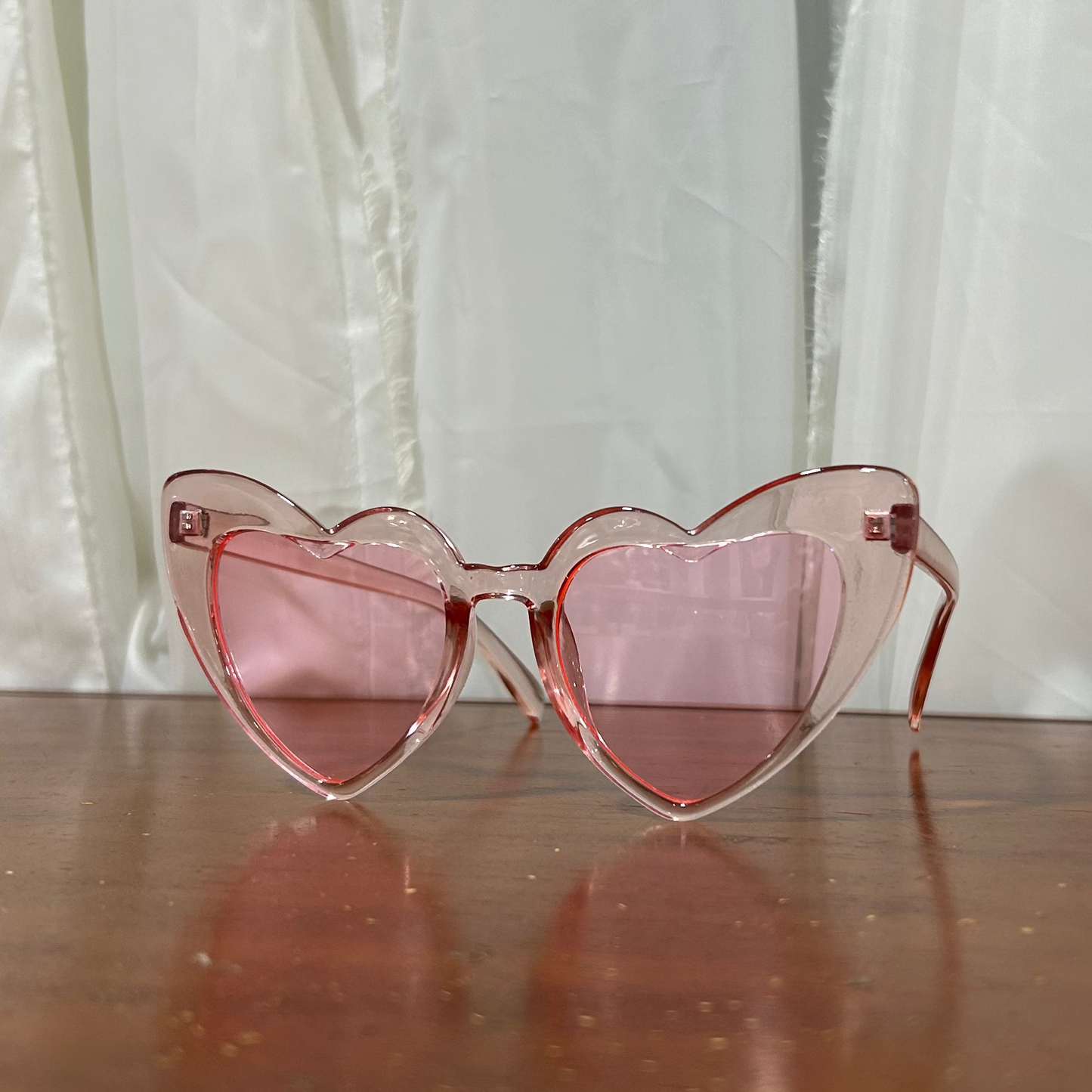 Pink Frame Cat Eye Heart Glasses