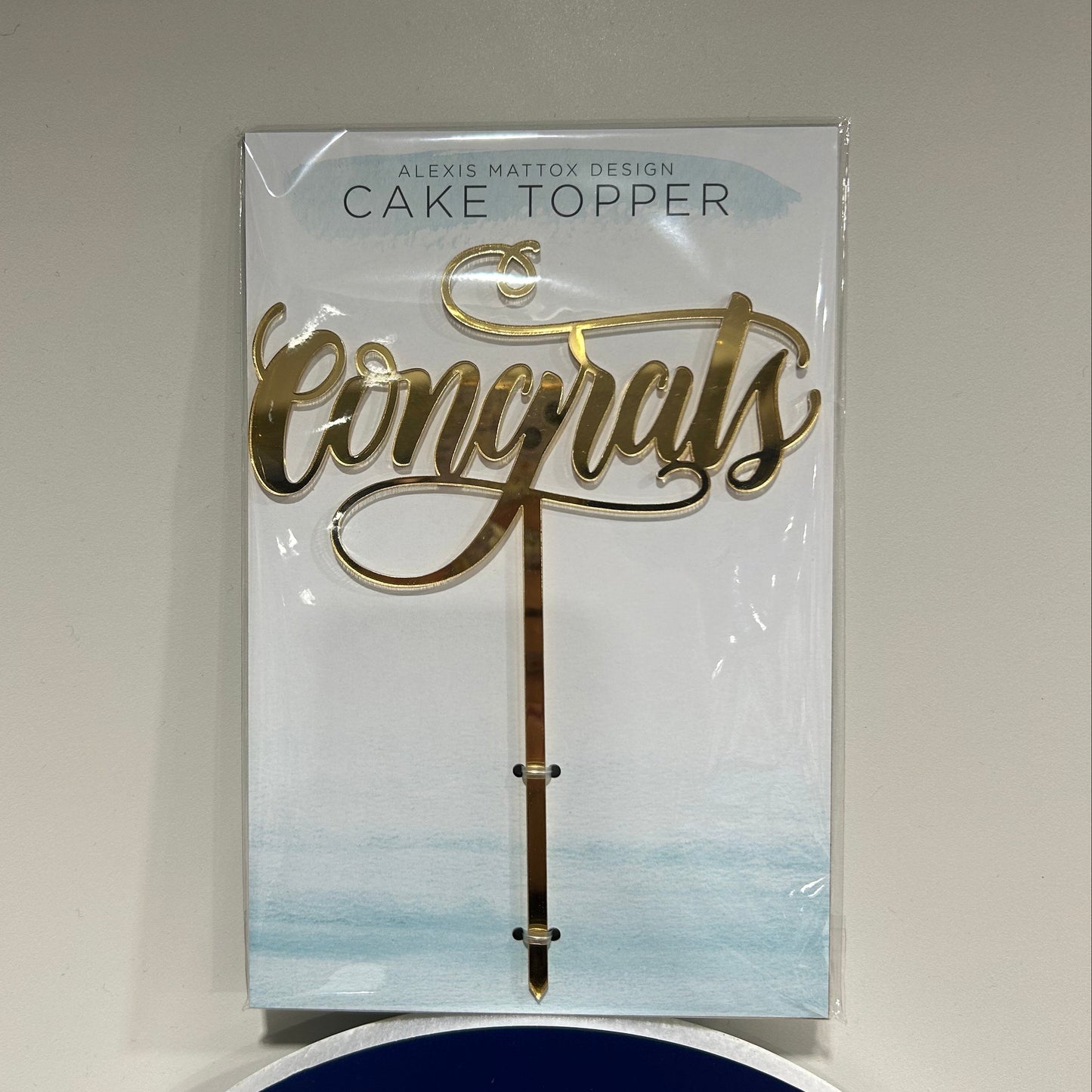 Congrats Gold Mirror Cake Topper