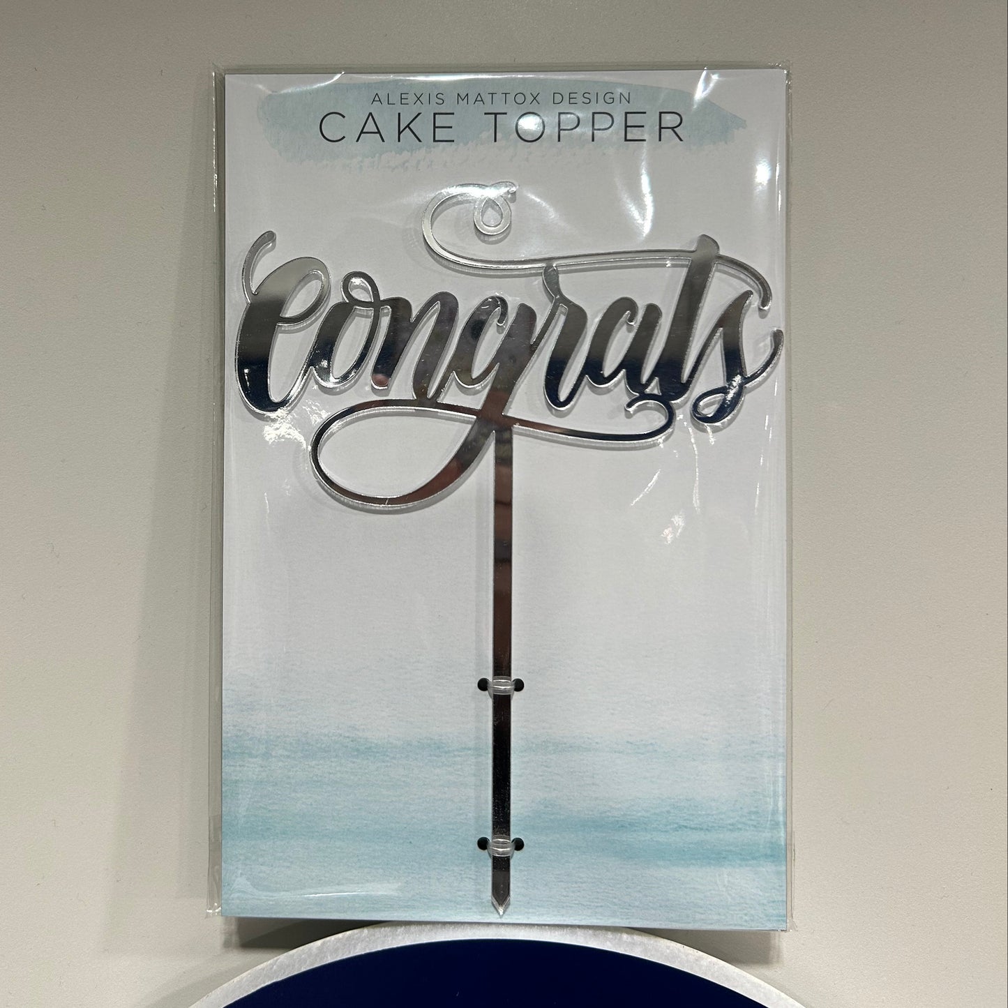 Congrats Silver Mirror Cake Topper