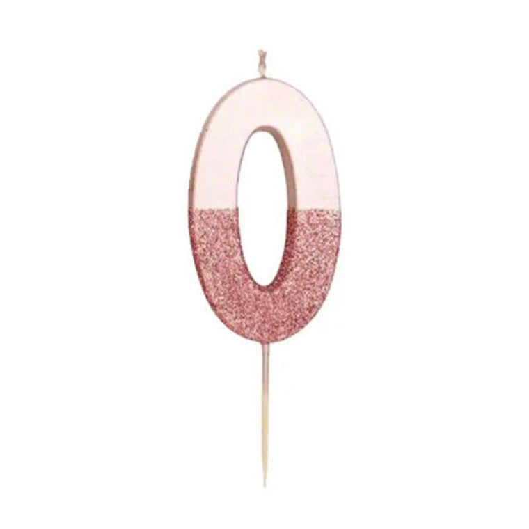 Pink Glitter Number Candle
