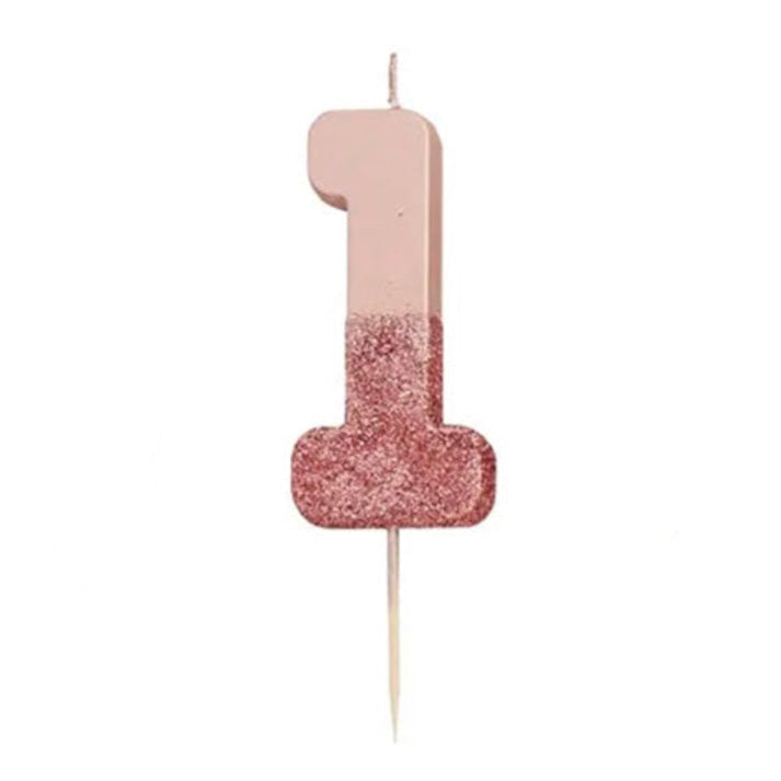 Pink Glitter Number Candle