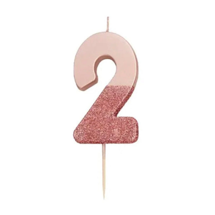 Pink Glitter Number Candle