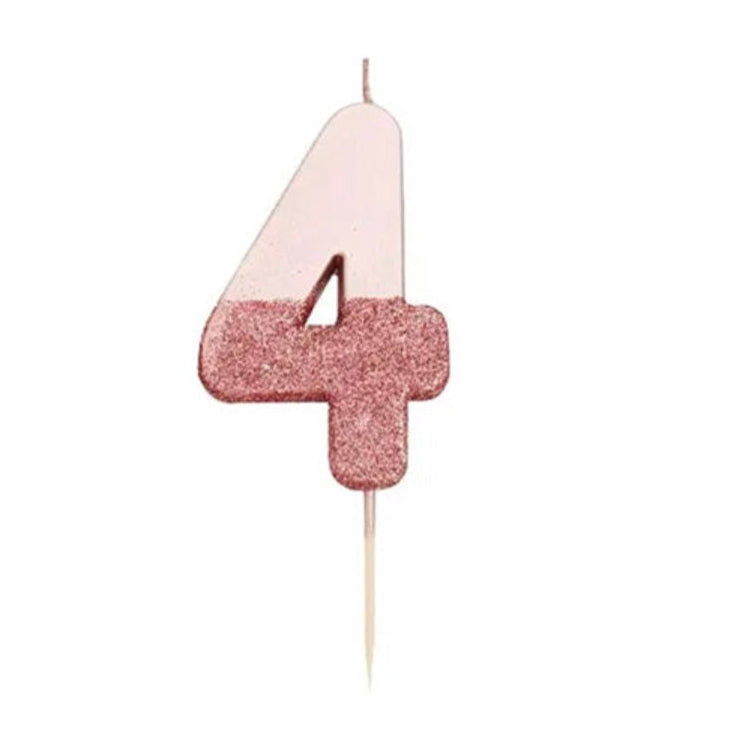 Pink Glitter Number Candle
