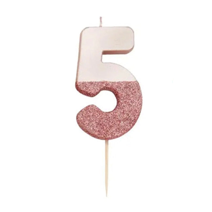 Pink Glitter Number Candle