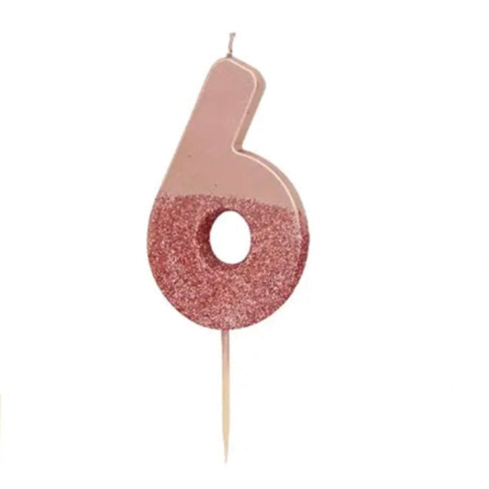 Pink Glitter Number Candle