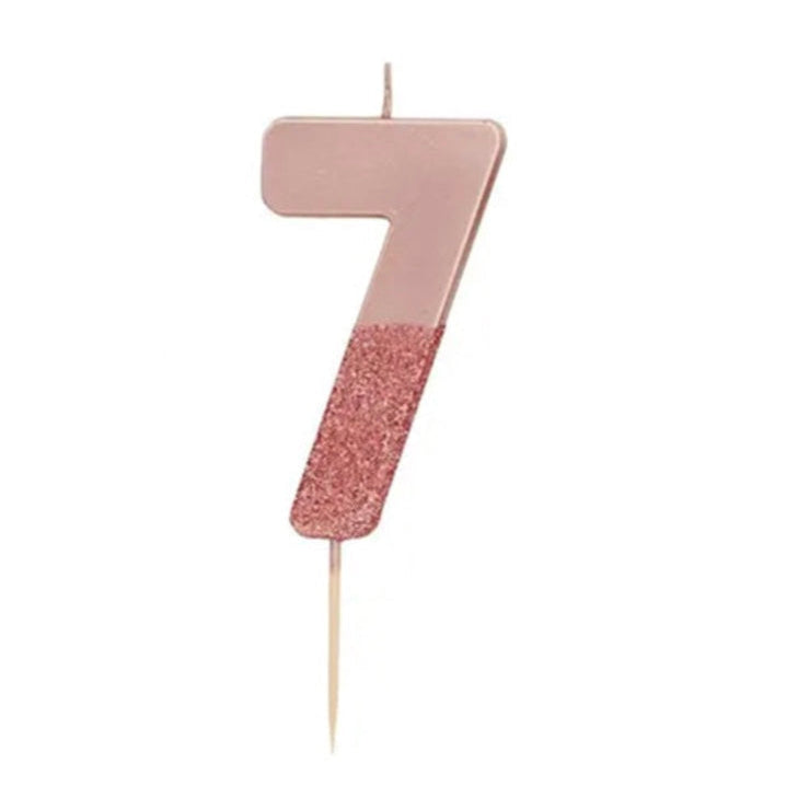 Pink Glitter Number Candle