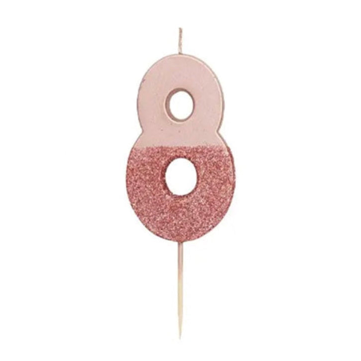 Pink Glitter Number Candle