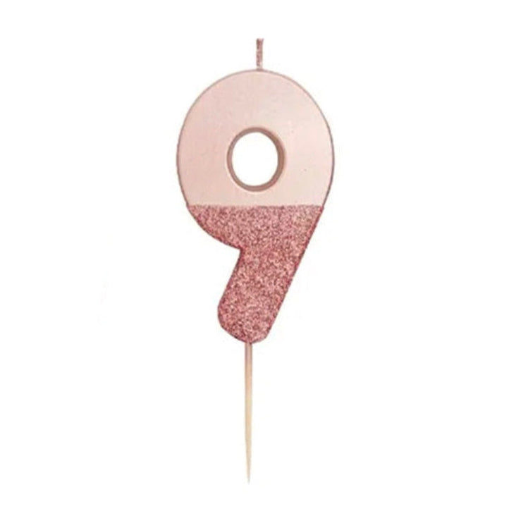 Pink Glitter Number Candle