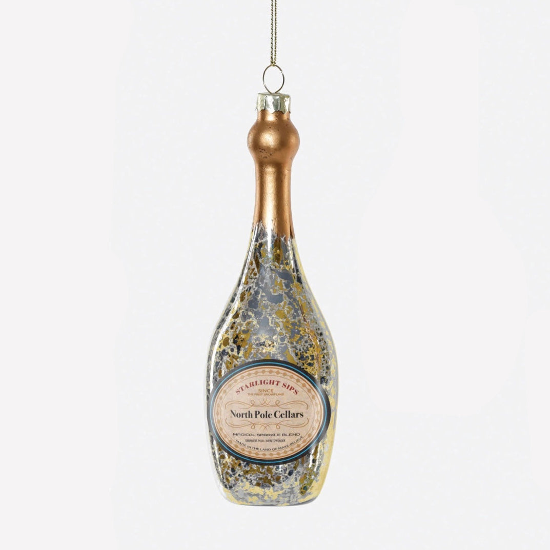 Glass Champagne Bottle Ornament