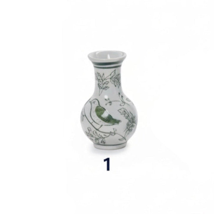 Green and White Chinoiserie Vases
