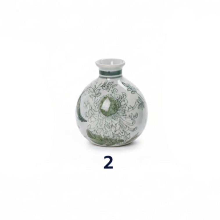 Green and White Chinoiserie Vases