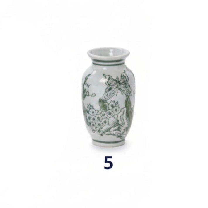 Green and White Chinoiserie Vases