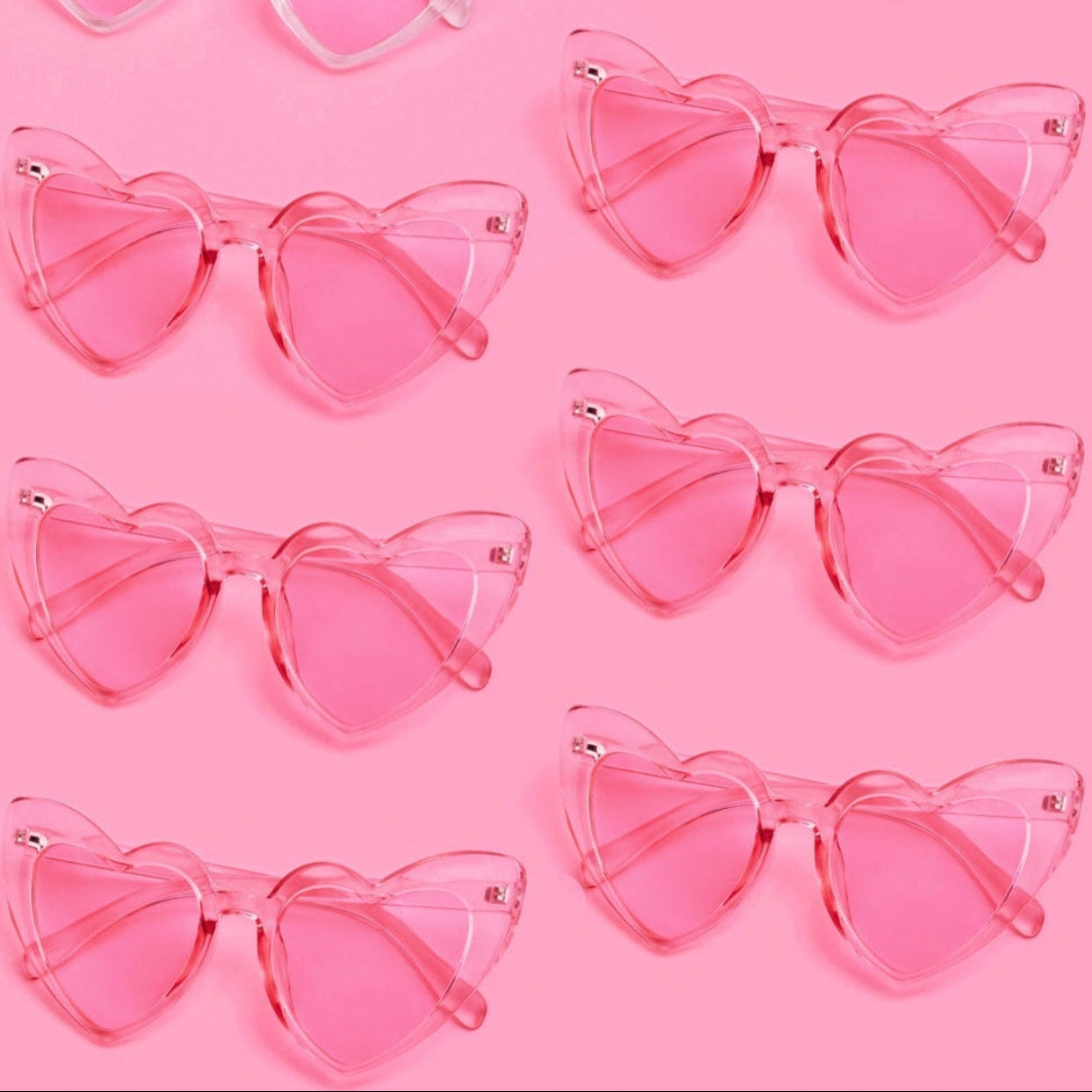 Pink Frame Cat Eye Heart Glasses