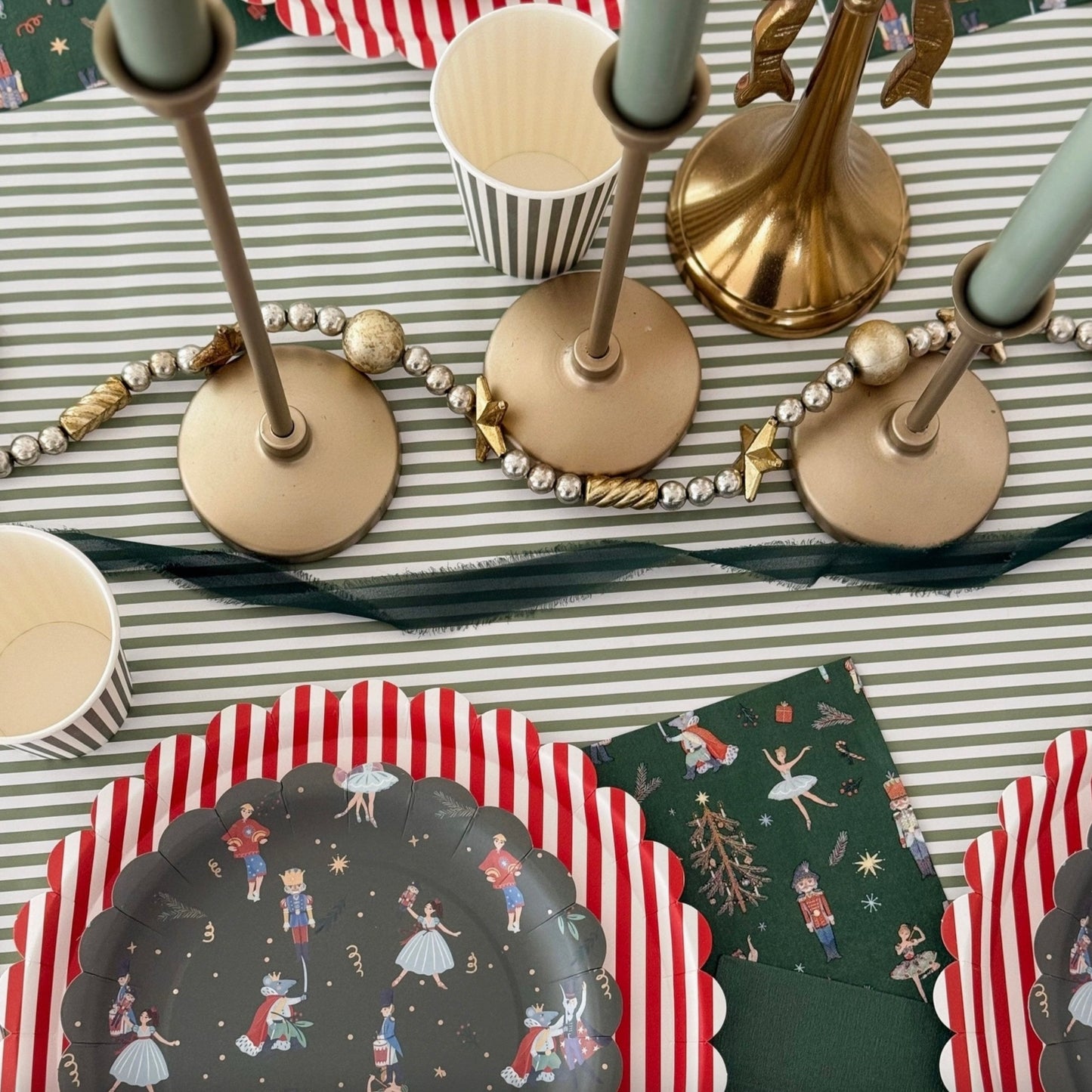 Green Skinny Stripes Table Runner