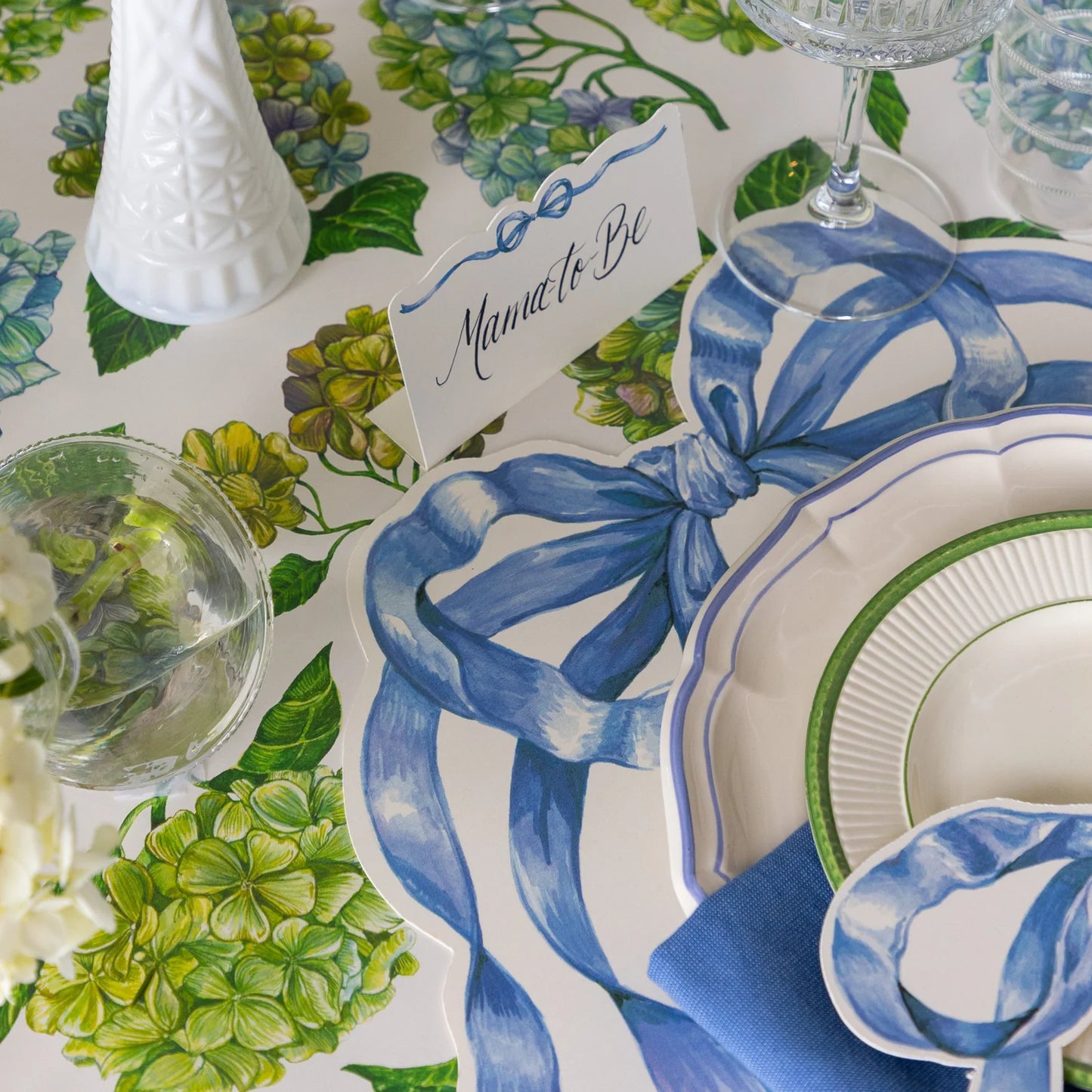 Heirloom Blue Bow Place Card