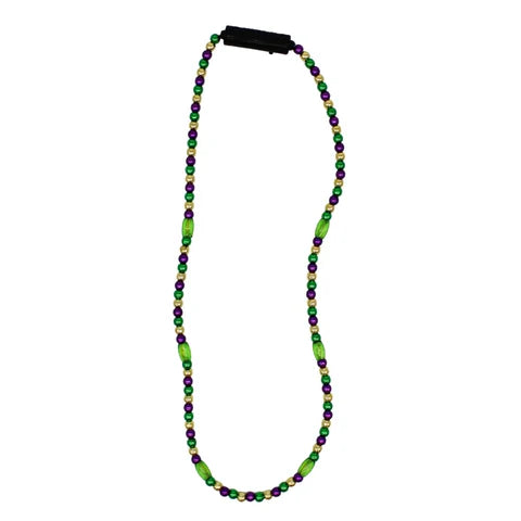 Mardi Gras Beads with Green LED Lights