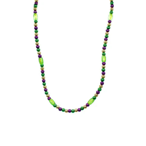 Mardi Gras Beads with Green LED Lights
